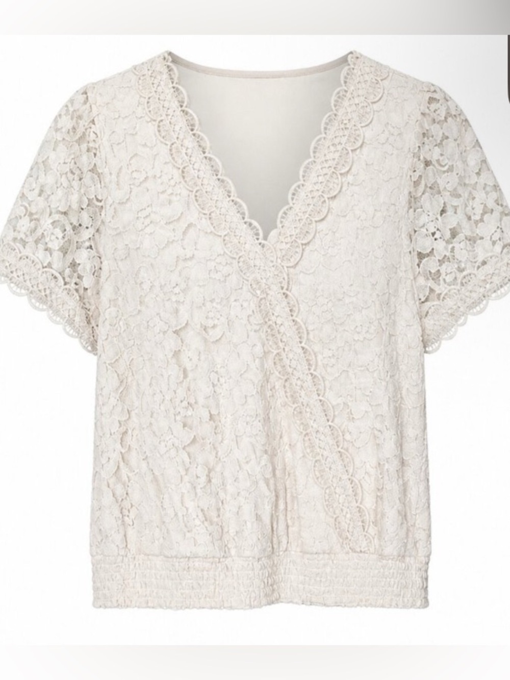 torrid Cream Lace Short Sleeve Top Fits M/L